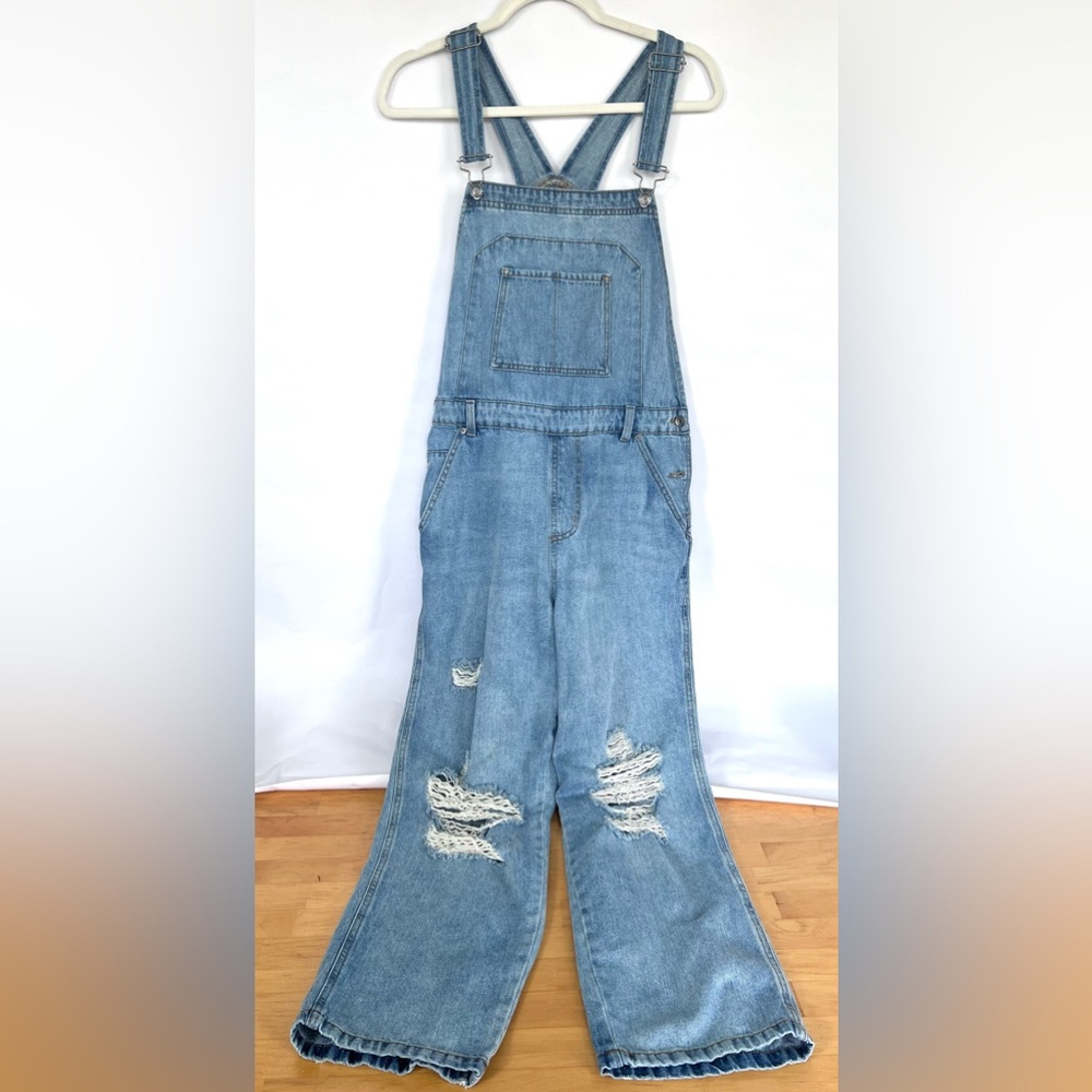 wild fable Light Blue Distressed Denim Overalls/Jumpsuit